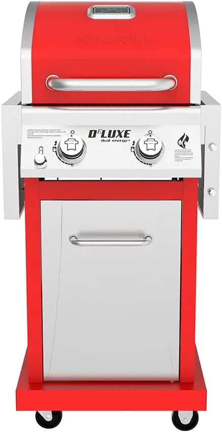 Compact 2-Burner Propane Gas 28,000 BTUs Grill with Warming Rack, Foldable Side Shelves & Porcelain Cast-Iron Cooking Grates