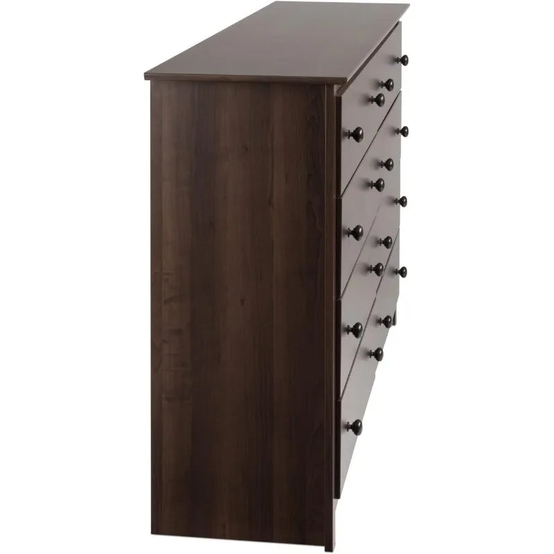 Espresso Finish Modern Bedroom Dresser with 2 Columns of 4 Full-Size Drawers & Antique Bronze Finished Knobs