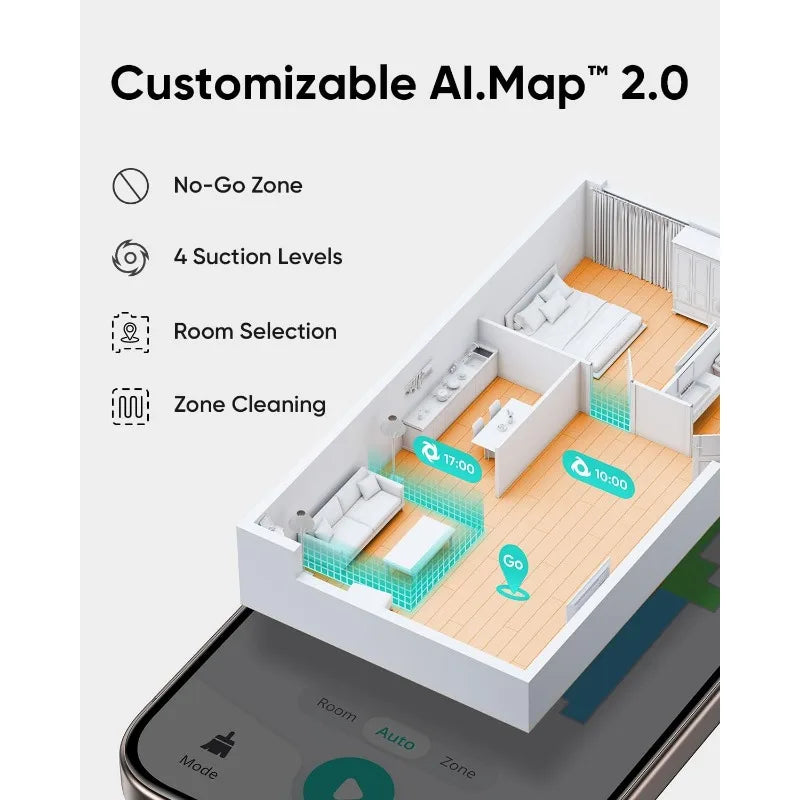 Robot Vacuum with Self Empty Station, Hair Detangling Technology, 5,000 Pa Suction