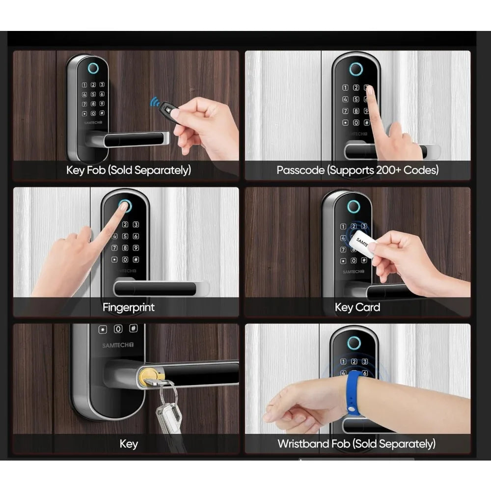 Wi-Fi Digital Fingerprint Front Door Lock with Handle, Generate 5 Different Types of Access Codes, App/Software is Free