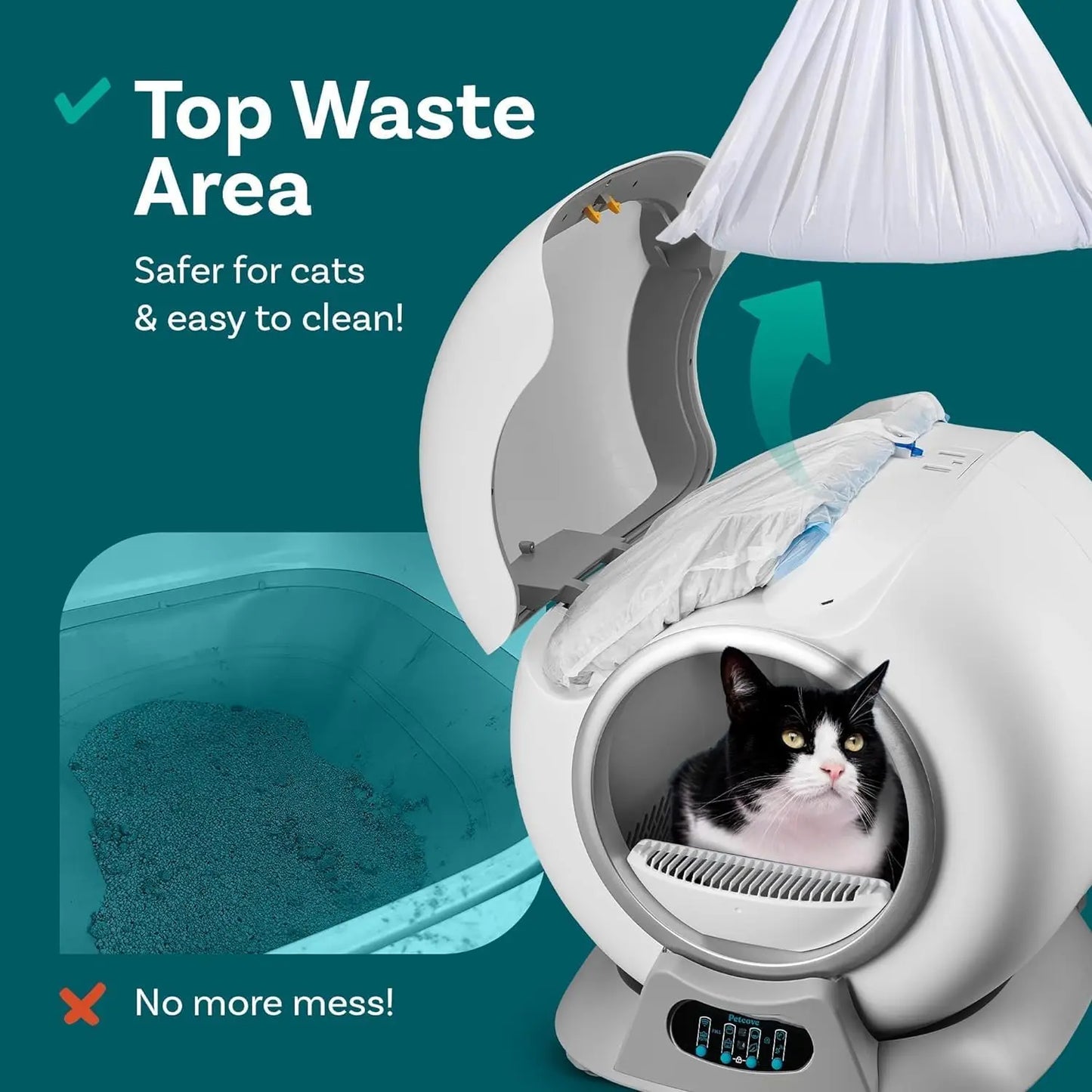 Automatic Self Cleaning Cat Litter Box for Multiple Cats, APP Controlled, Monitors Your Cat's Health, Hygienic Environment for Your Feline