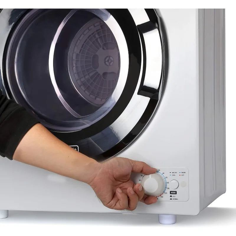 Compact Clothes Dryer with Stainless Steel Drum, Front Loading, Door Window, 4 Drying Modes, Load Volume of 13.2 lbs.