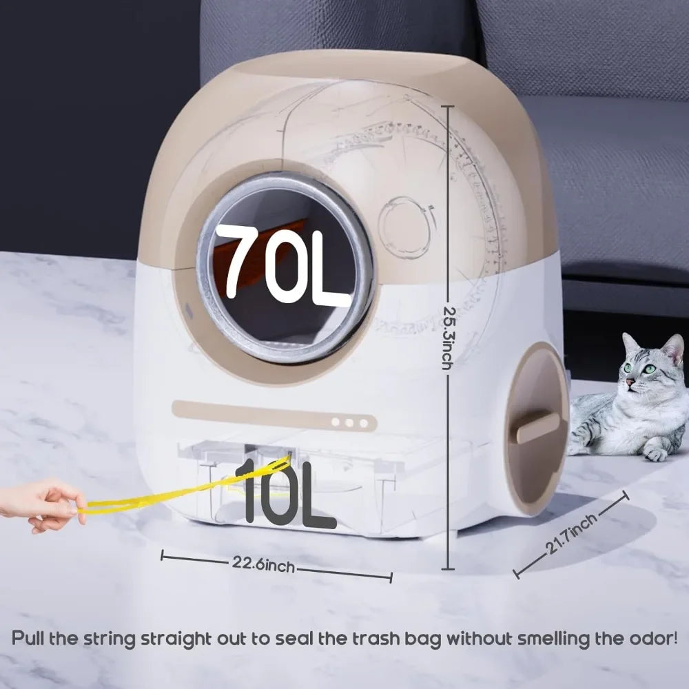 Automatic Self Cleaning Cat Litter Box for Multiple Cats, APP Controlled, Triple Deodorization, Monitors Your Cat's Health