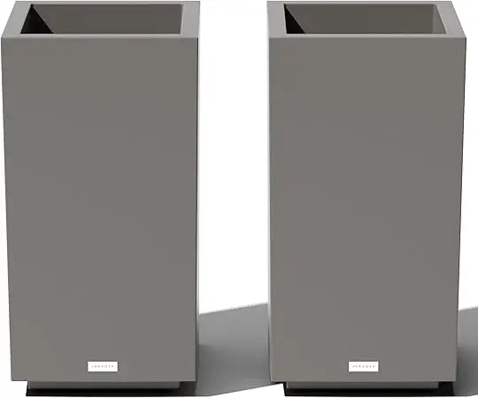 Series Pedestal Tall Planters for Indoors or Outdoors with Removable Insert Bucket. Double Wall Construction & Lightweight