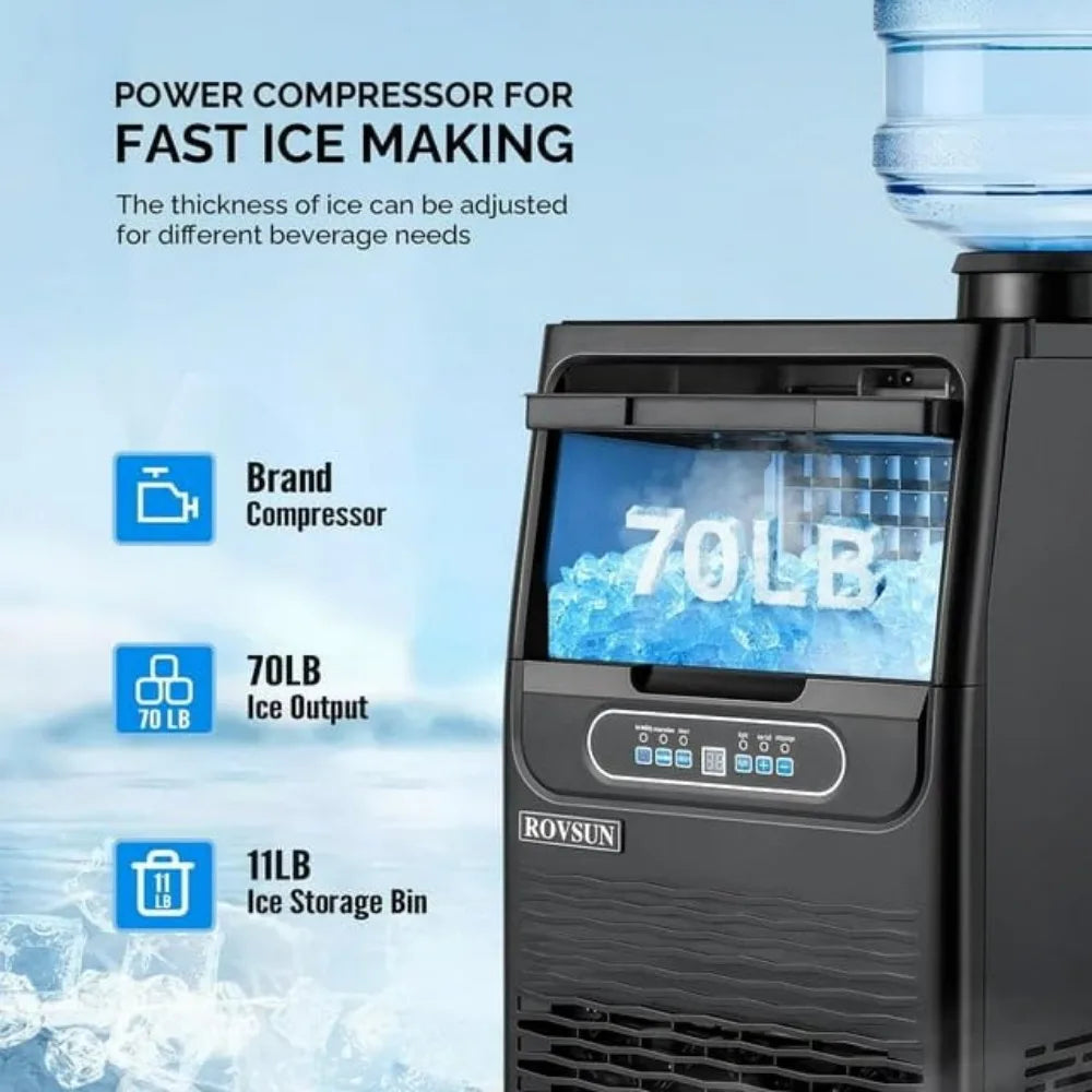 Countertop Ice Maker, Produces 90 lbs. or 70 lbs. of Ice in 24 Hours, 36 Ice Cubes Per Cycle, 2 Water Supply Methods & Water Filter