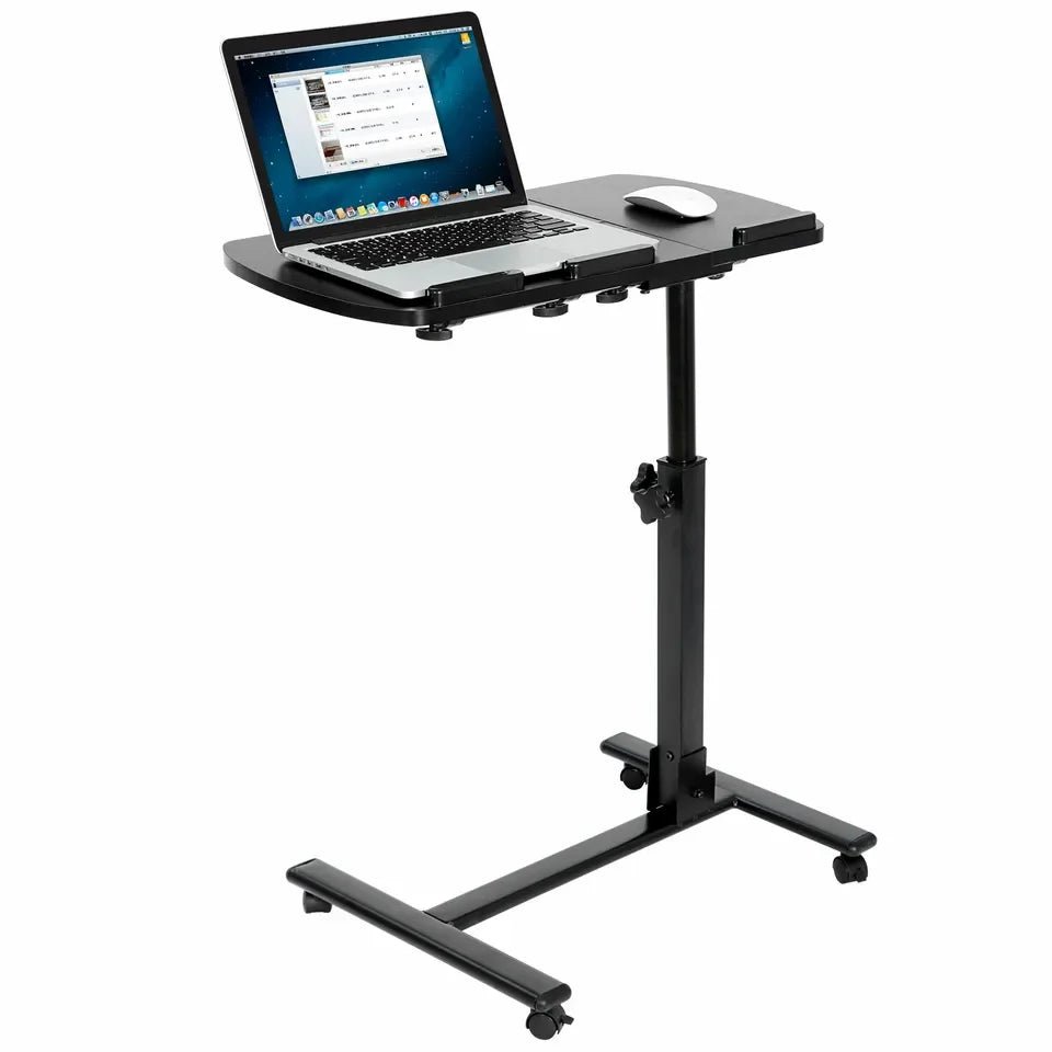 Rolling Laptop Stand with Adjustable Height, 360° Rotation & Tilt Tray