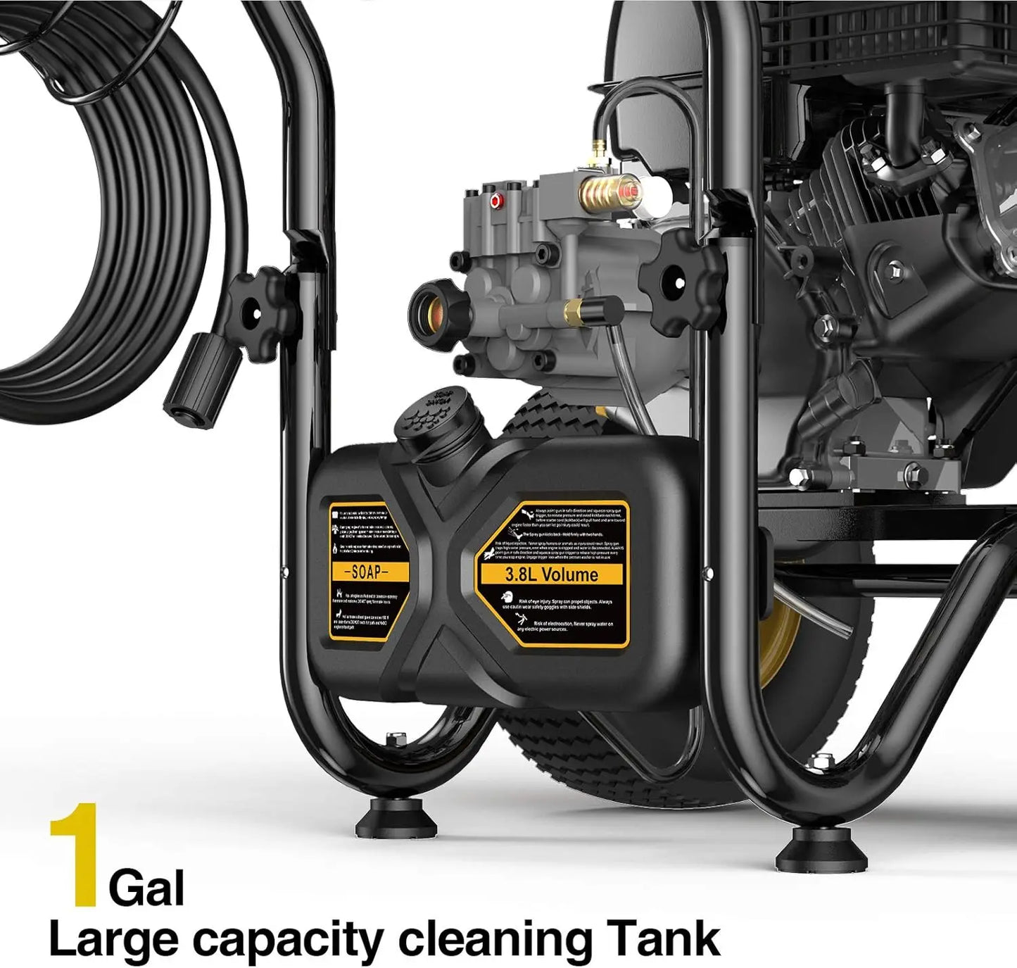 212 cc Gas Engine Pressure Washer 3600 PSI, 2.7 GPM, 30' Pressure Hose with Wand, 5 Quick-Connect Nozzles & 1-Gallon Soap Tank