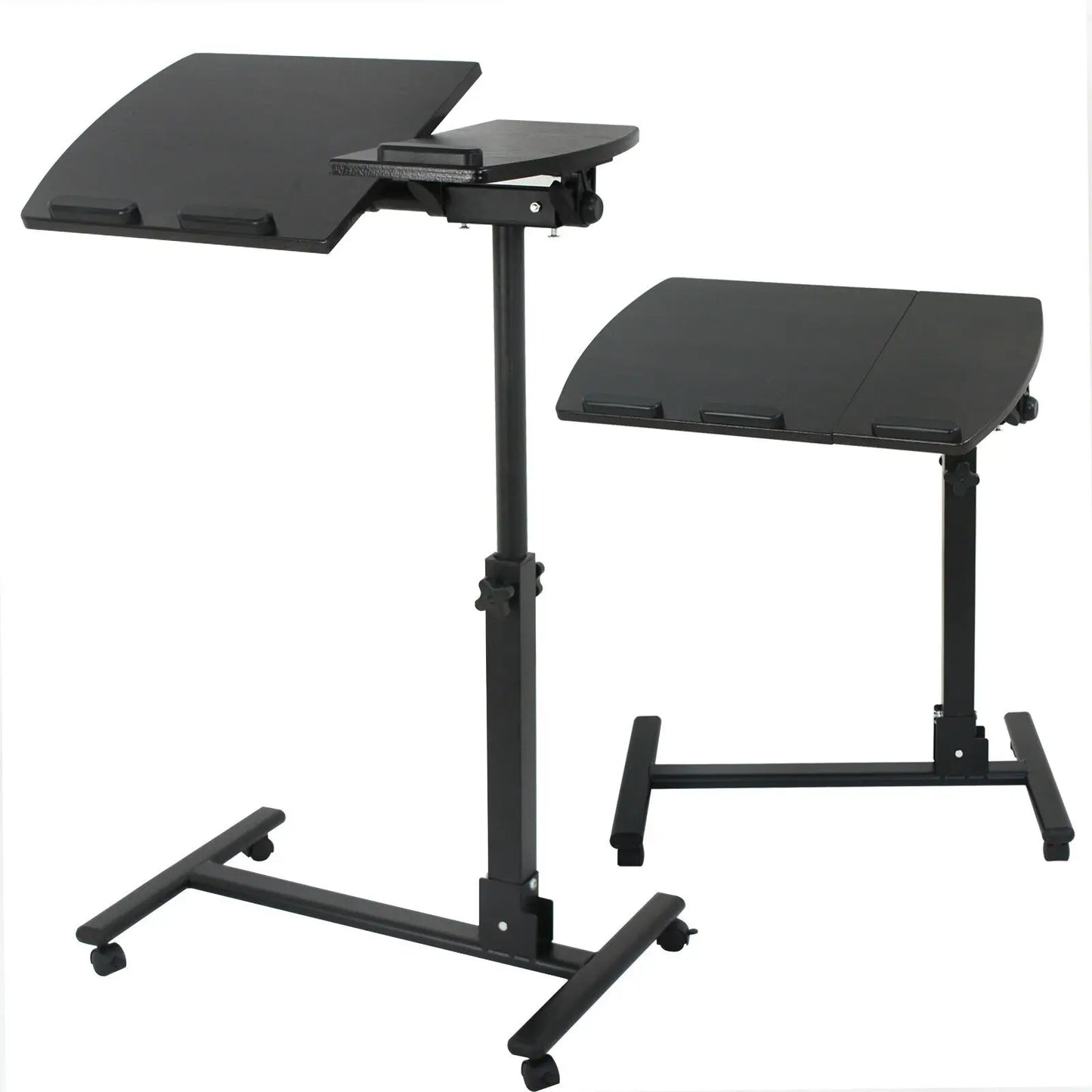 Rolling Laptop Stand with Adjustable Height, 360° Rotation & Tilt Tray