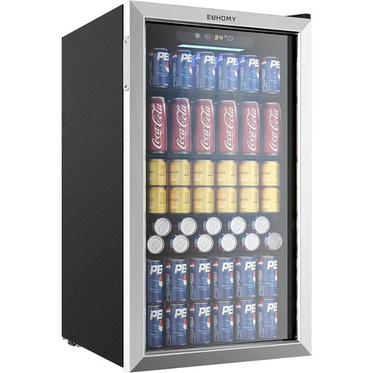 Beverage Refrigerator 126 Can with Glass Door, Adjustable Shelves & Touch Temperature Control