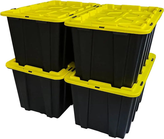 Plastic Storage Bin Tote 17 Gallon with Ultra Durable Secure Latching Lids, 4pcs