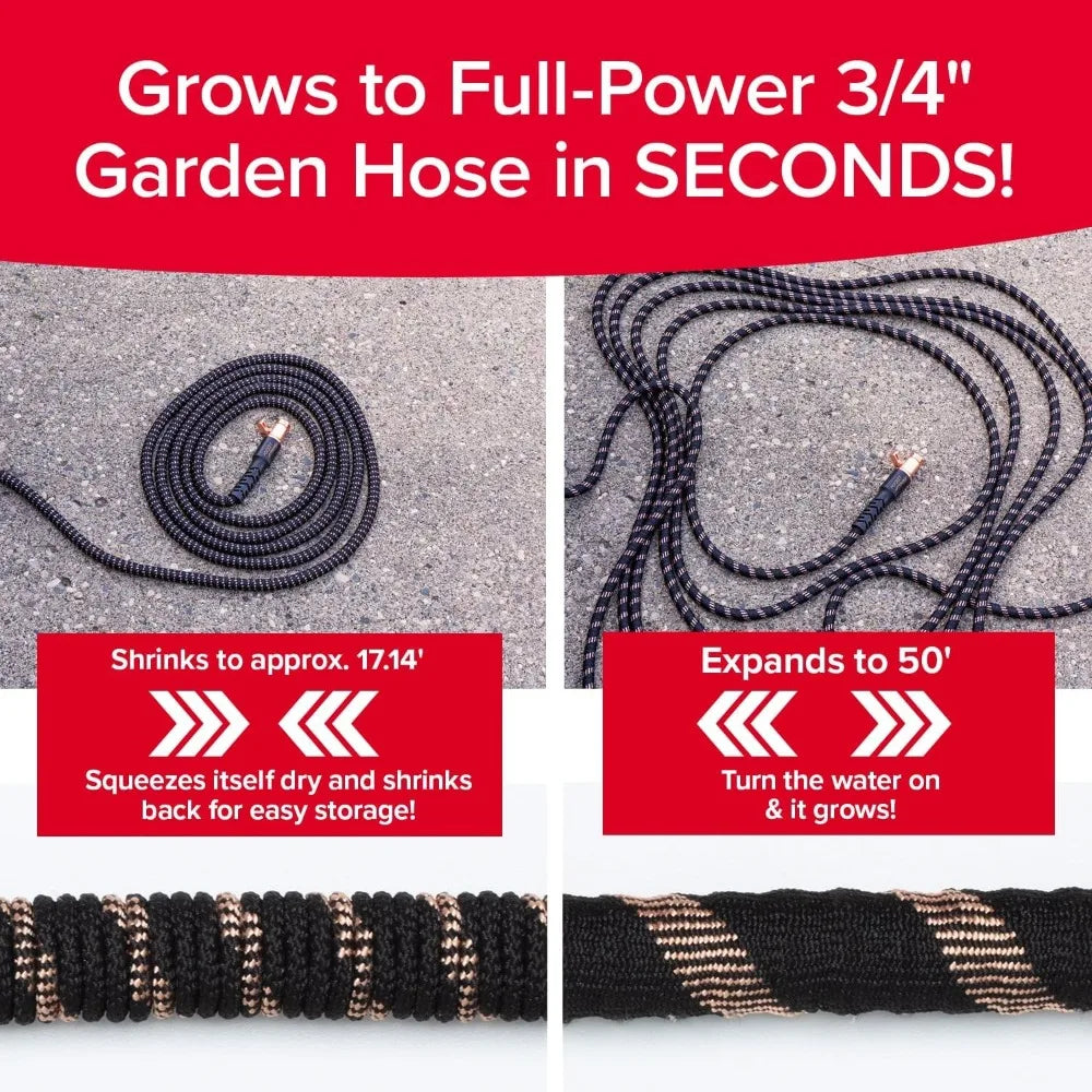 Copper Bullet Expandable 50' Garden Hose with a 10 Settings Thumb Spray Nozzle & On/Off Valve