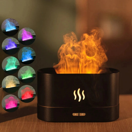 Flame Aromatherapy Machine, with Adjustable Mist Settings & Low Water Power-Off Protection, LED Light Display, 7-Hours of Continuous Mist