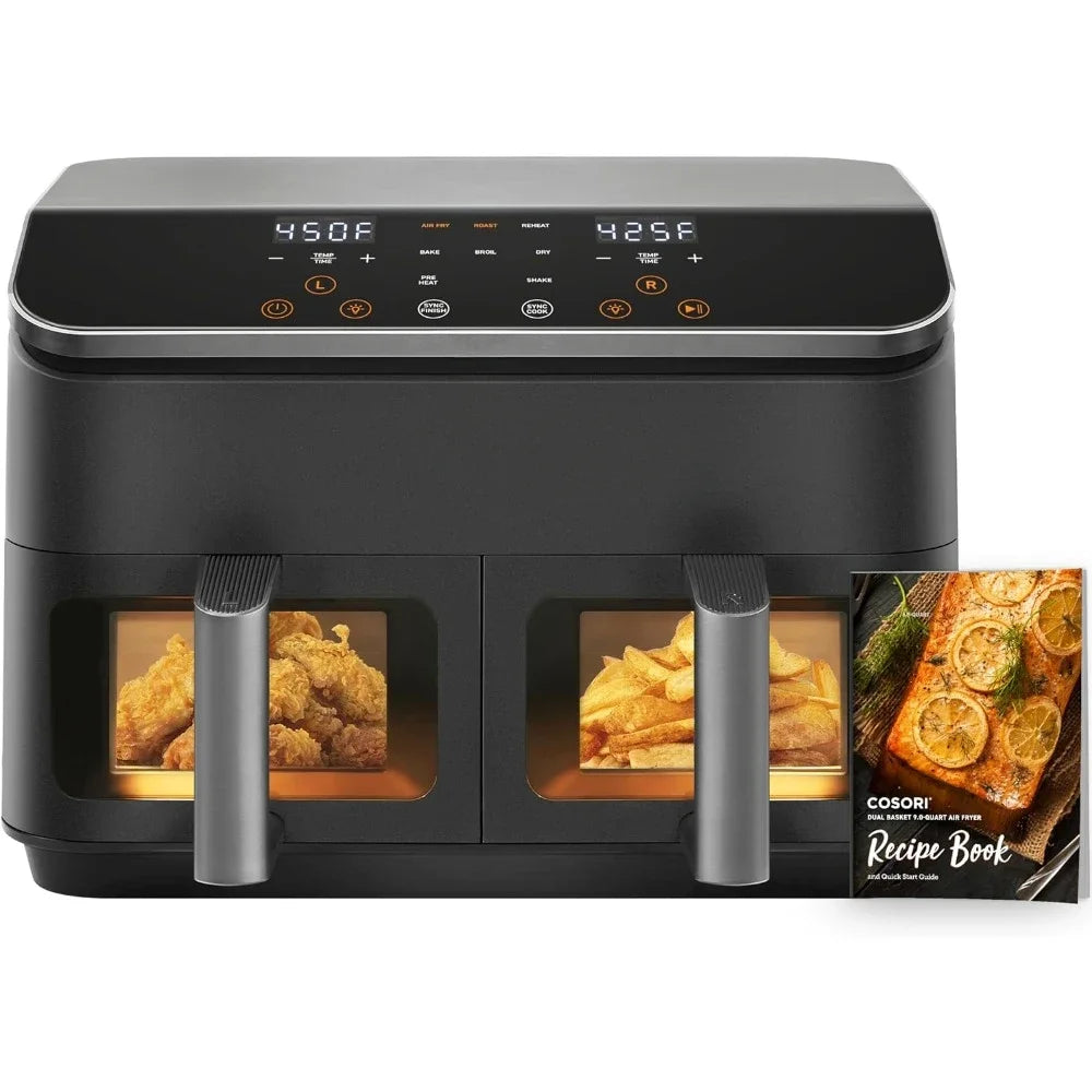 Dual Basket Air Fryer 9 qt. with 8 Fast Functions, Sync Cook, Sync Finish & Shake Basket Reminder Settings