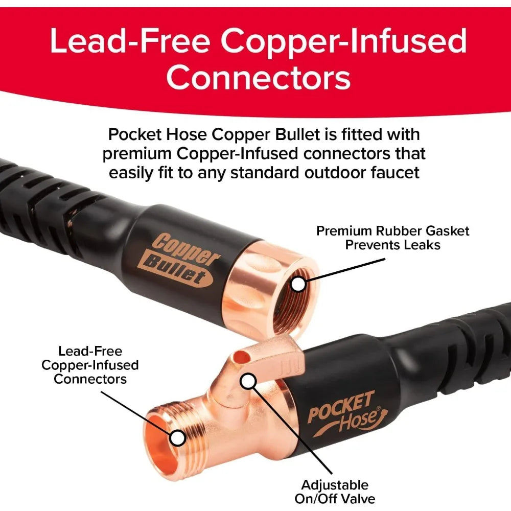 Copper Bullet Expandable 50' Garden Hose with a 10 Settings Thumb Spray Nozzle & On/Off Valve