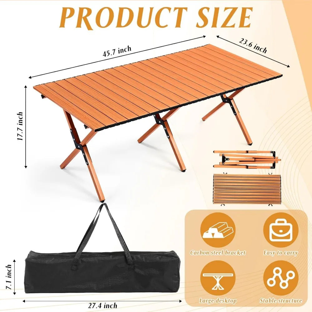 Lightweight Camping Tables, Table Frame & Tabletop are Both Expandable & Retractable, Easily Stored in the Included Storage Bag, 2 Pack