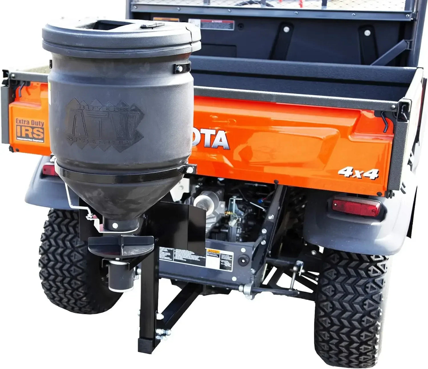 UTV All Purpose Broadcast Spreader with12V motor & Adjustable Shut Off Gate, 150 lb. Capacity with Lid, Distributes Fertilizer, Seed & Feed