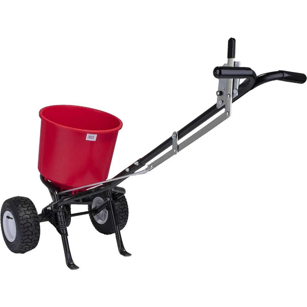 Walk-Behind Fertilizer Spreader with 40lb Hopper, Garden Seeder, Salt Spreader, 9" Pneumatic Wheels