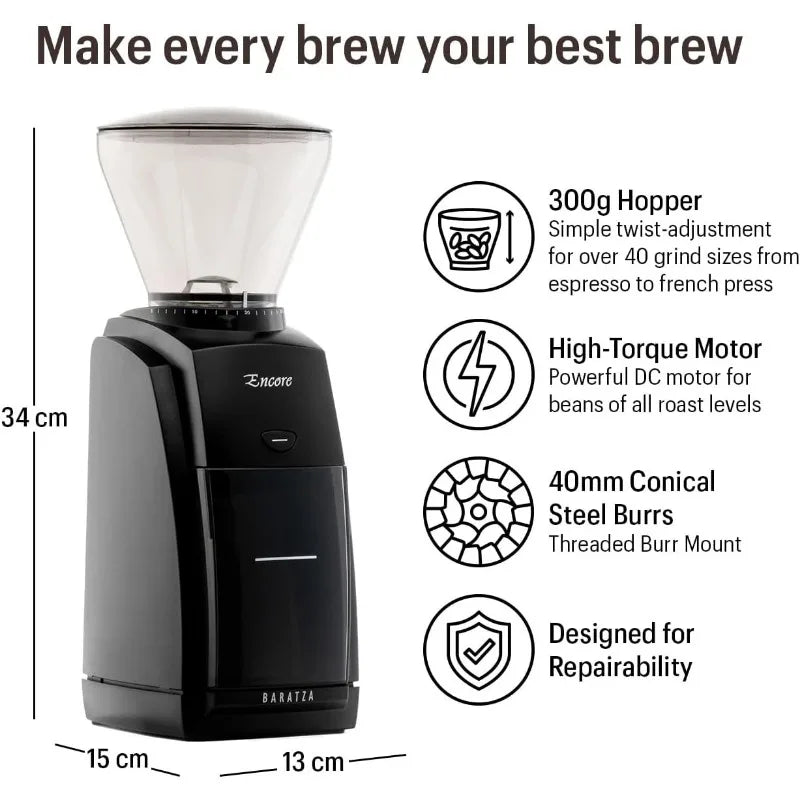 Encore Conical Burr Coffee Grinder,Small Footprint, Commercial Grade Burrs, 40 Grind Settings