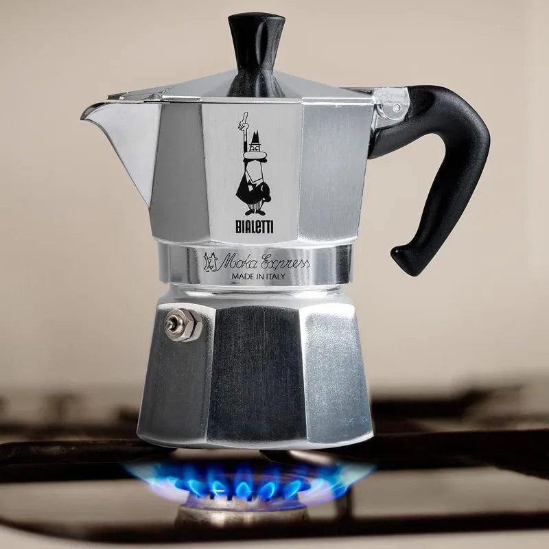 The Original Stovetop Espresso Maker, Makes 12 Cups of Real Italian Coffee, Patented Safety Valve & Ergonomic Handle