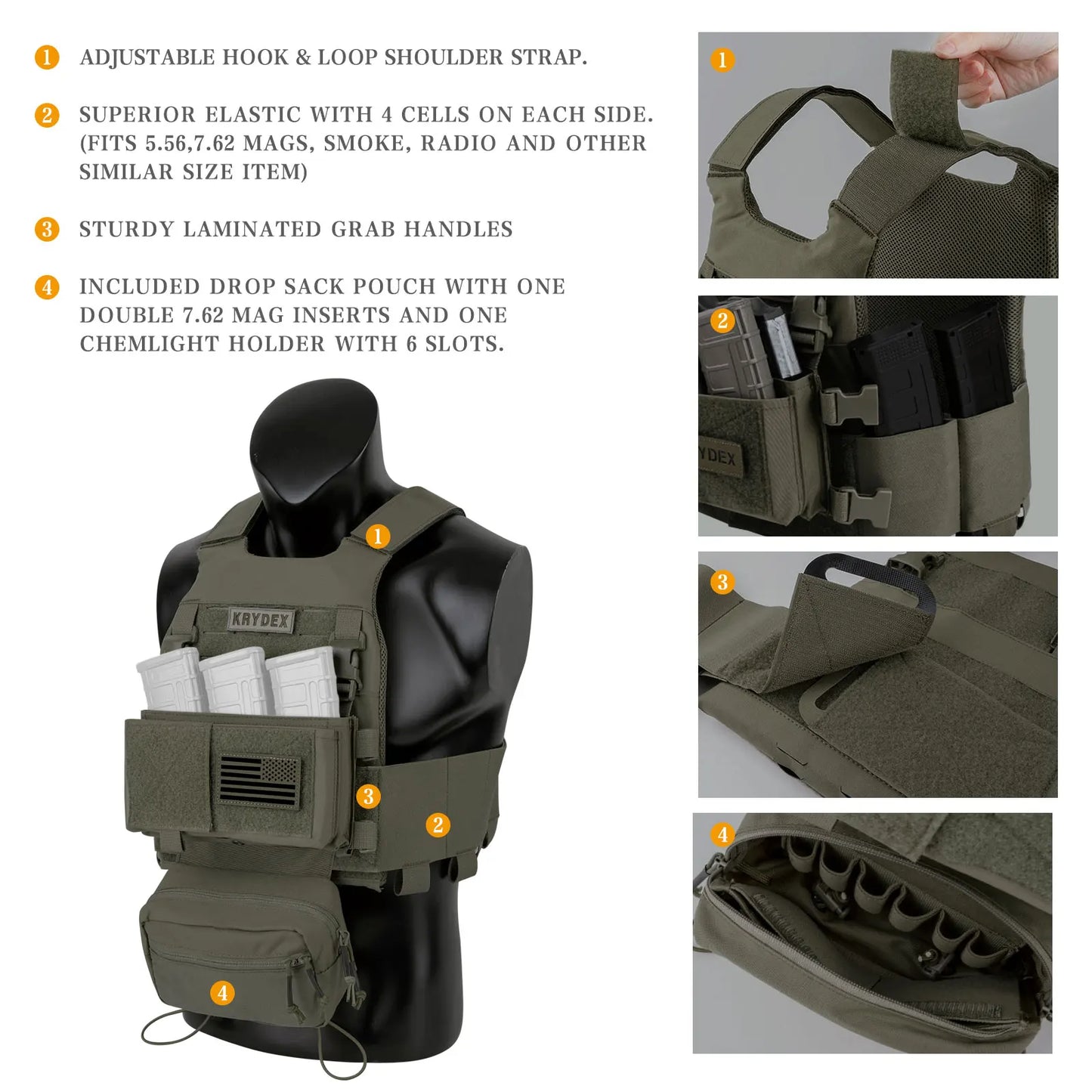 Low Vis Slick Plate Carrier Tactical Vest With Elastic Cummerbund