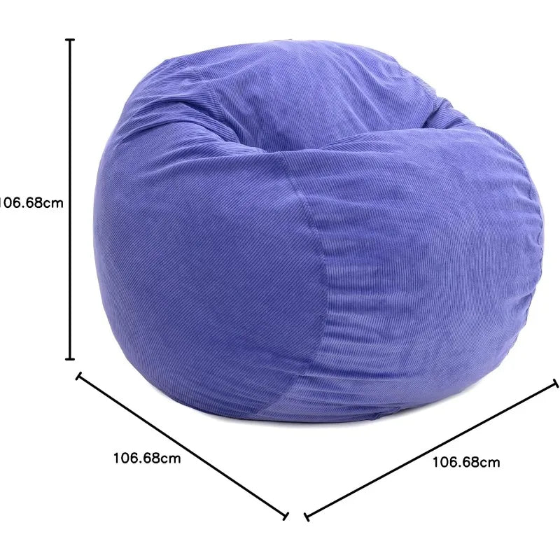 Corduroy Bean Bag Chair, 42" in Diameter with Machine-Washable Corduroy Fabric Cover; Remove the Cover & Reveal a Full Size Bed