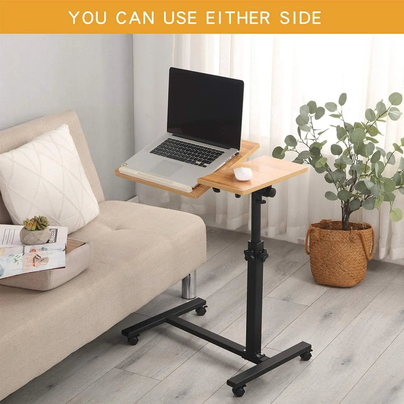 Rolling Laptop Stand with Adjustable Height, 360° Rotation & 180° Tilt Tray, 4 Style Choices