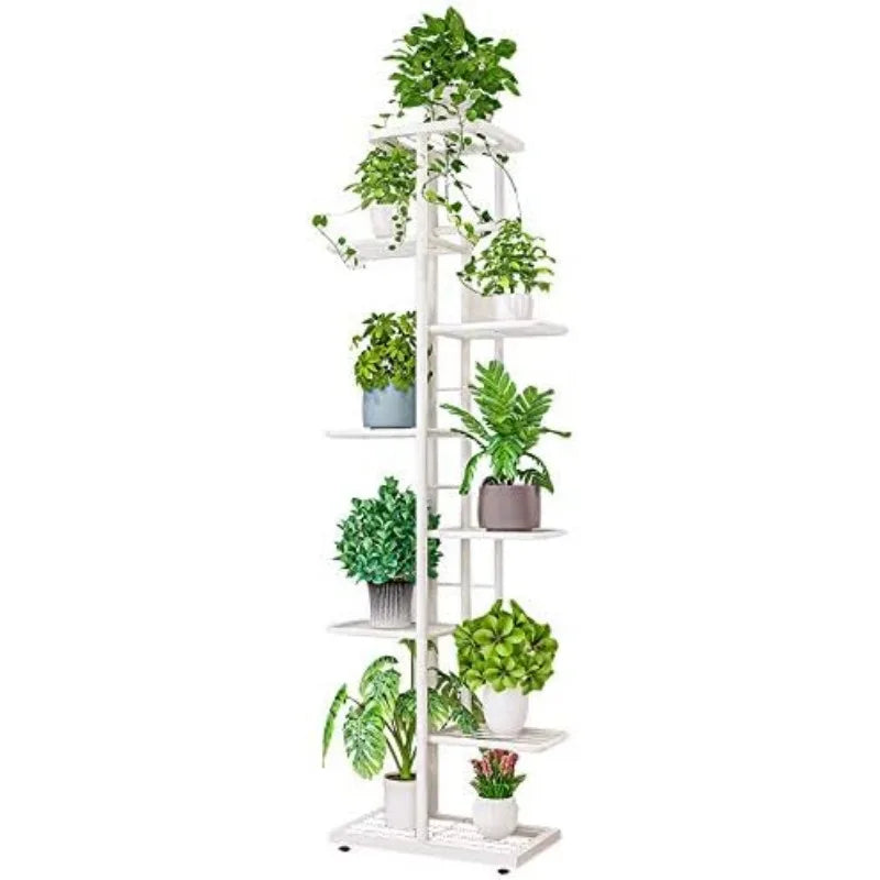 Metal 8 Tier Tall Plant Stand with Thick Iron Frame, Holds 9 Pots, Space Saver Display Rack