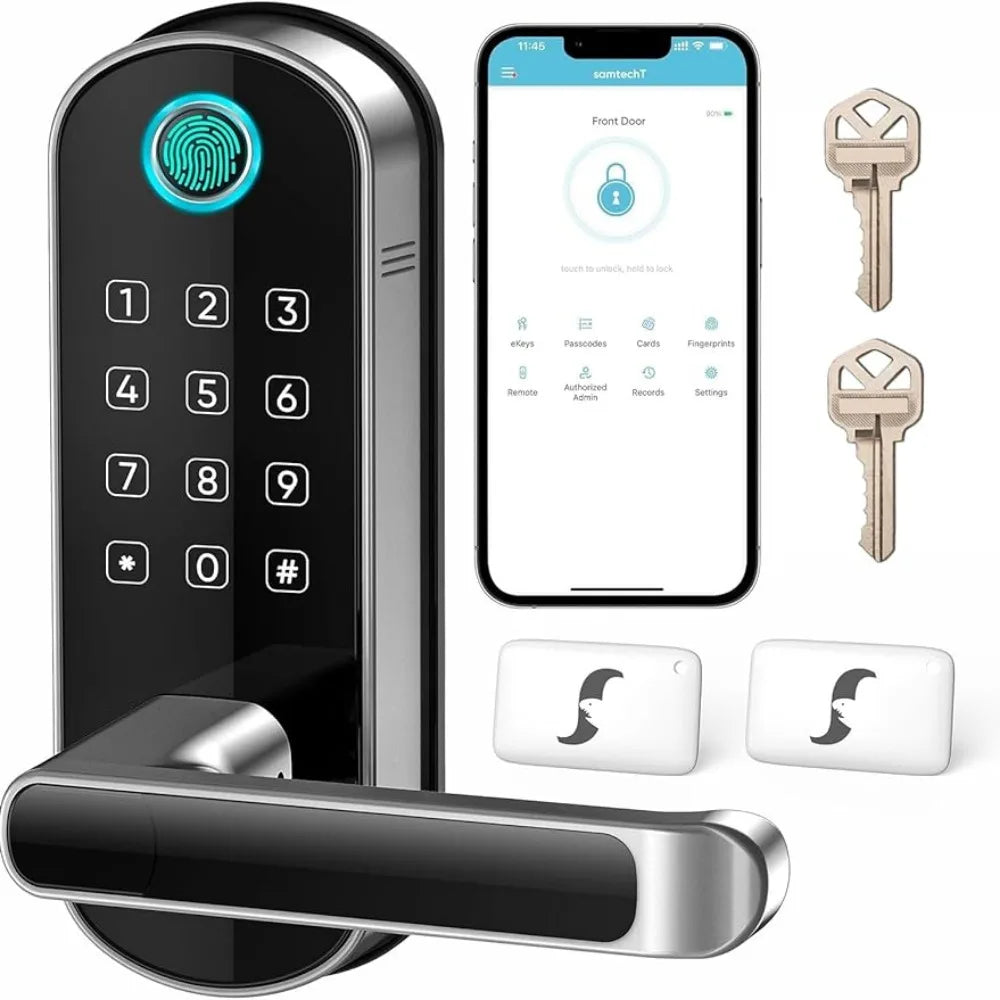 Wi-Fi Digital Fingerprint Front Door Lock with Handle, Generate 5 Different Types of Access Codes, App/Software is Free