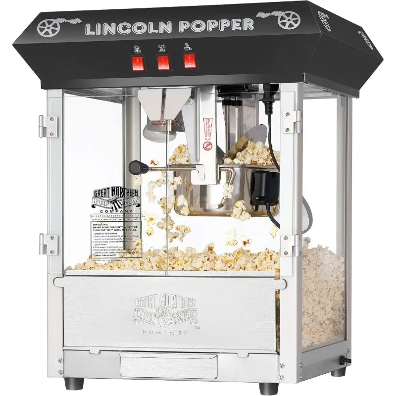 Countertop Bar-Style Popcorn Machine; 8oz Popper with Stainless-Steel Kettle, Reject Kernel Tray, Warming Light & Simple 3 Switch Design