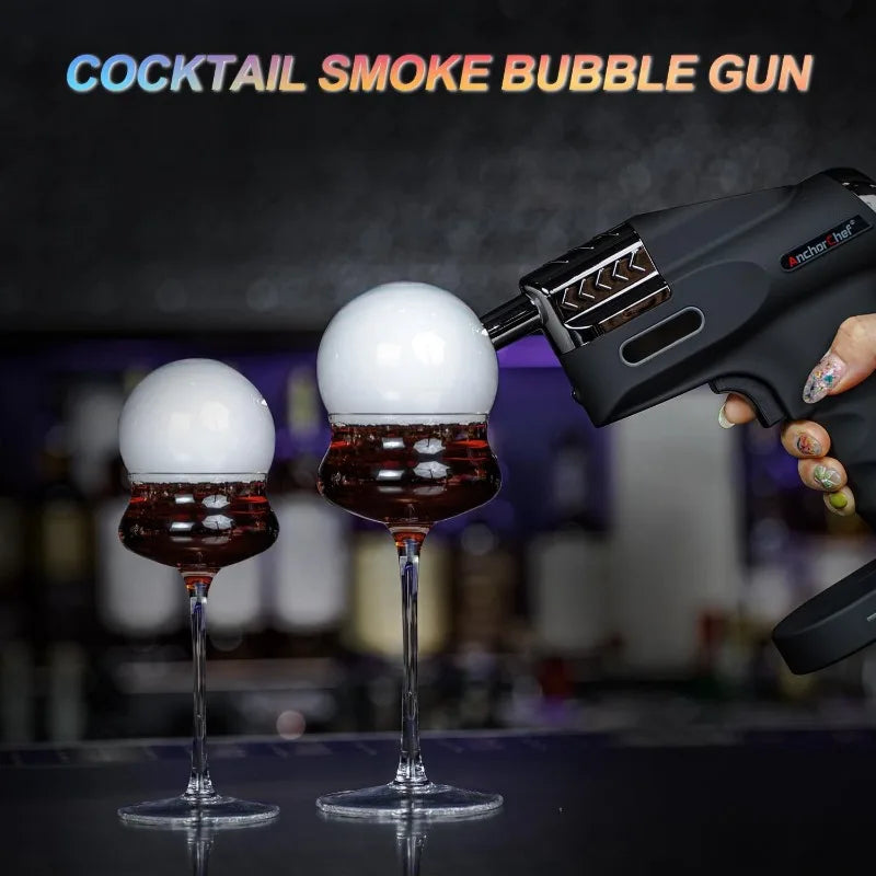 Cocktail Smoke Bubble Vapour Blaster Kit with 4 Aroma Flavors & Edible Bubbles for Bar or Home