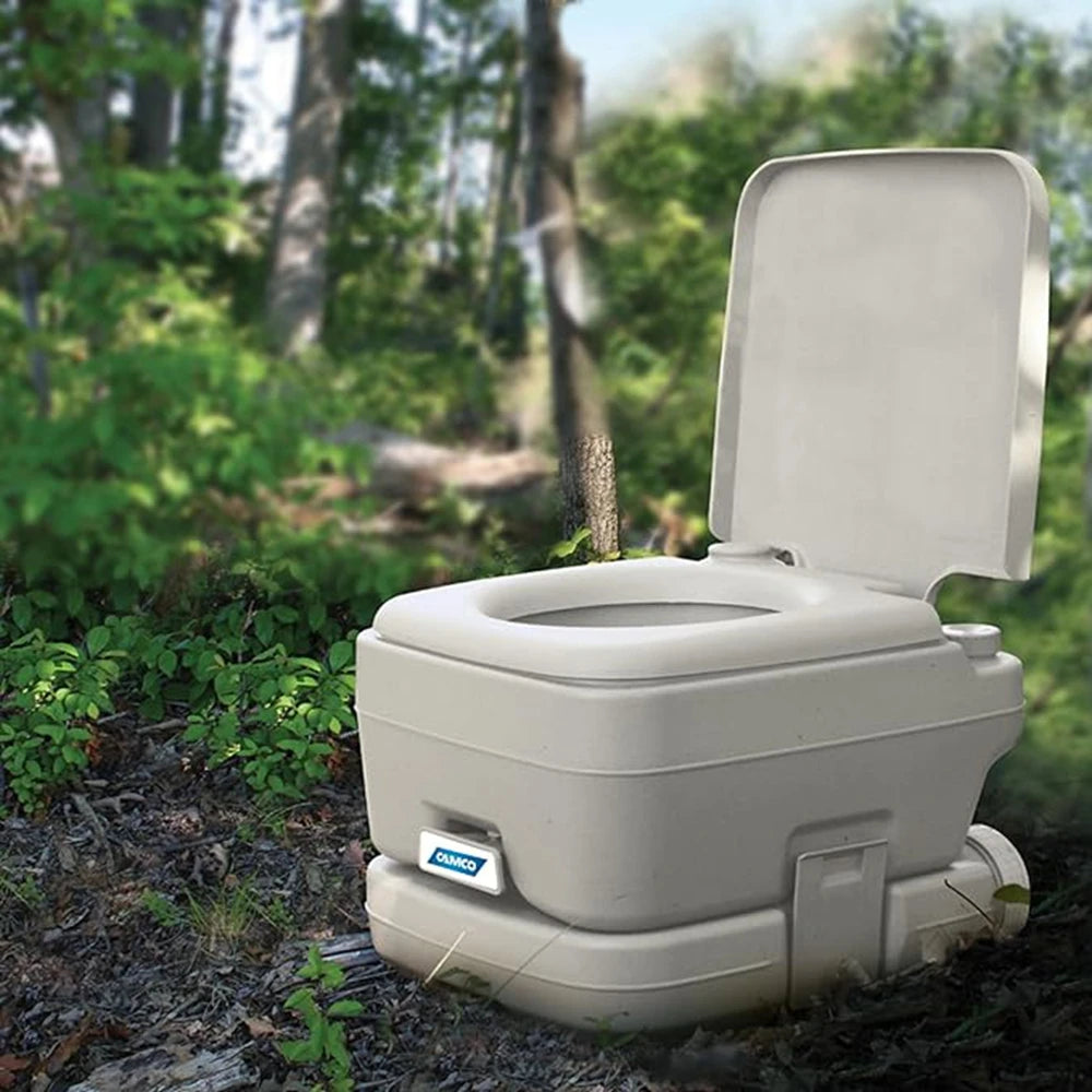 Portable Travel Toilet, Bellow-Type Flush & Pull Slide Valve, Sealing Slide Valve to Lock-in Odors, Detachable 2.6-Gallon Holding Tank