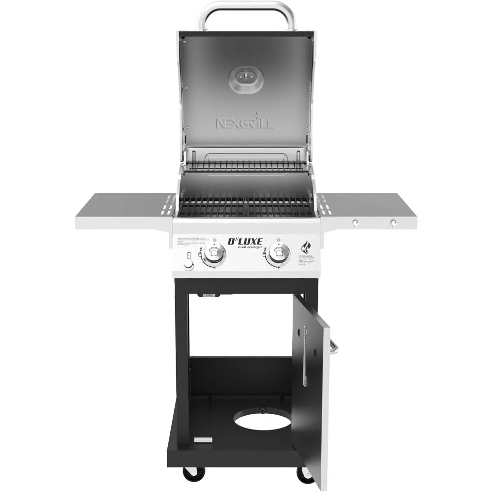 2-Burner Propane Gas 28,000 BTUs Grill with Warming Rack, Foldable Side Shelves & Porcelain Cast-Iron Cooking Grates