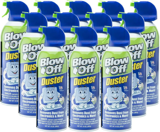 Blow Off Duster, All Purpose Compressed Air, Non-Flammable & Ozone Safe, 10oz. Cans, 12pcs