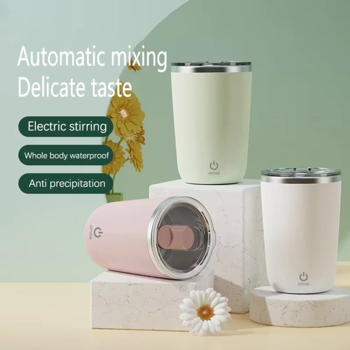 Automatic Mixing Cup, Self Stirring  Mug, USB Type-C Rechargeable, Stainless Steel