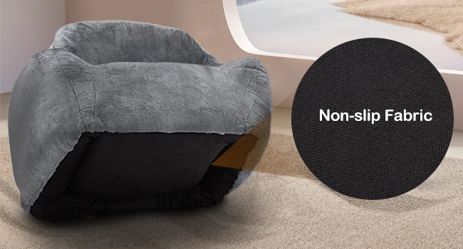 Beanbag Sofa Chair with Big Armrests & Ergonomic Thick Backrest, Soft Faux Fur Cover, High-Density Foam & Non-Slip Bottom Fabric