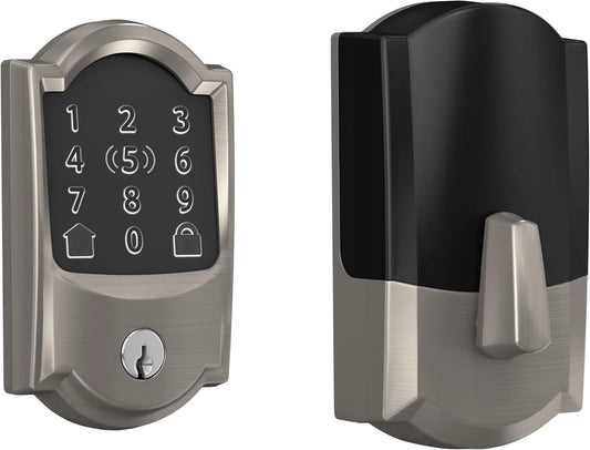 Keyless Entry Touchscreen Wi-Fi Deadbolt Door Lock with Built-In Alarm. Tap to Unlock & Voice Control, Battery Operated - No Hardwiring