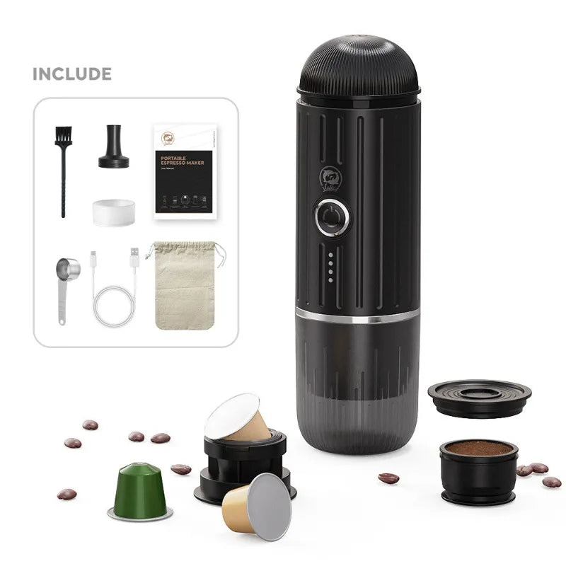 Electric Wireless Heating Coffee Machine for Car, Home, Camping & Travel, Stainless Steel Interior, One-Touch Operation & 3 Different Modes