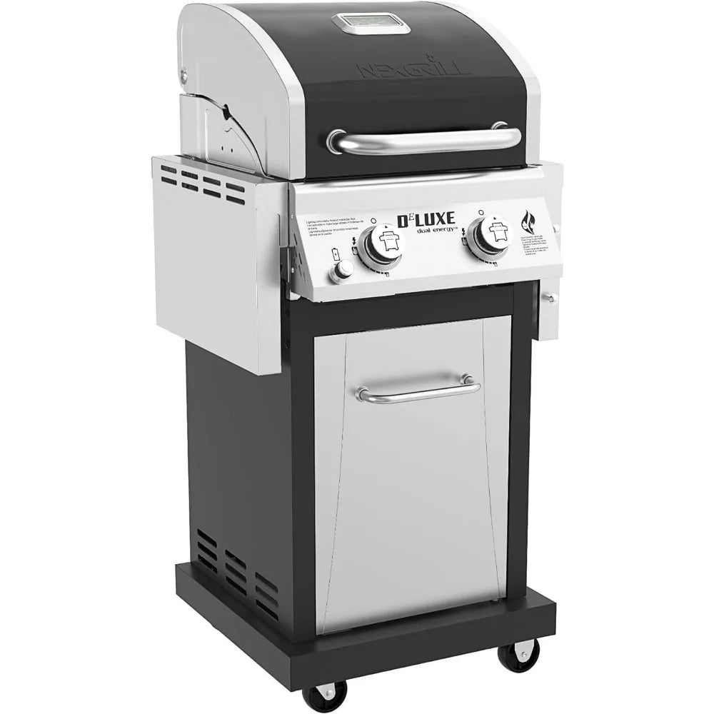 2-Burner Propane Gas 28,000 BTUs Grill with Warming Rack, Foldable Side Shelves & Porcelain Cast-Iron Cooking Grates