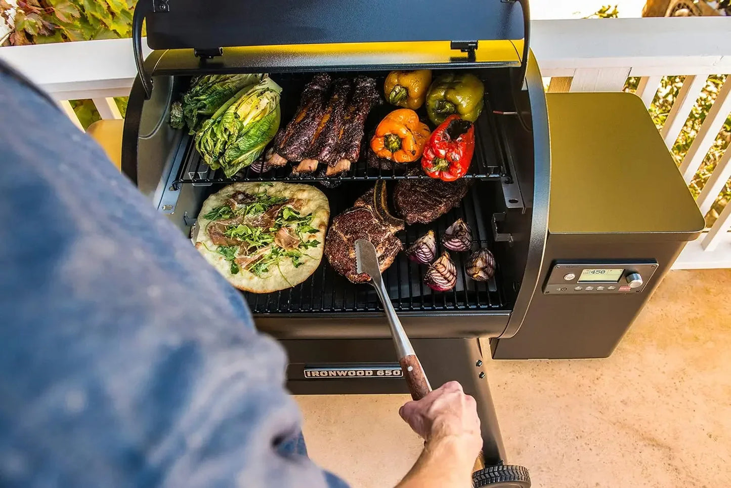 Electric Wood Pellet Grill & Smoker with Wi-Fi & App Connectivity, 650 sq in of Grilling Area & Porcelain Grill Grates