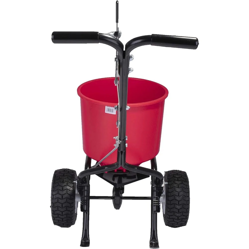 Walk-Behind Fertilizer Spreader with 40lb Hopper, Garden Seeder, Salt Spreader, 9" Pneumatic Wheels