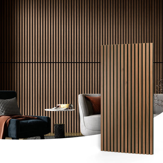 Wood Slat Sound Absorbing Decorative Panels, 23.6" x 47.2", 4pcs