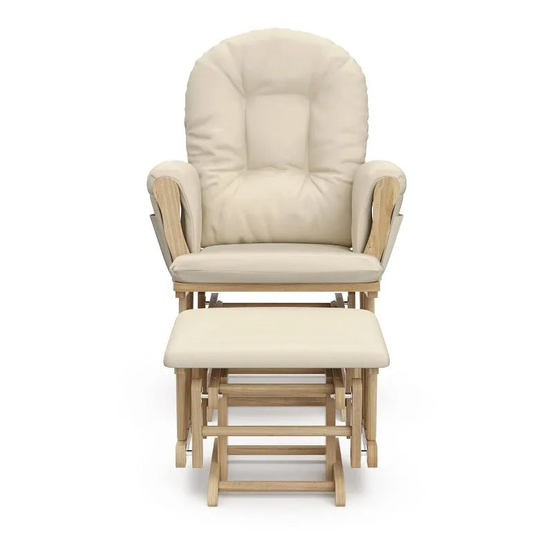 Glider Chair & Ottoman with Padded Arm Cushions, Storage Pockets & Enclosed Metal Ball Bearings for a Smooth Rocking Motion