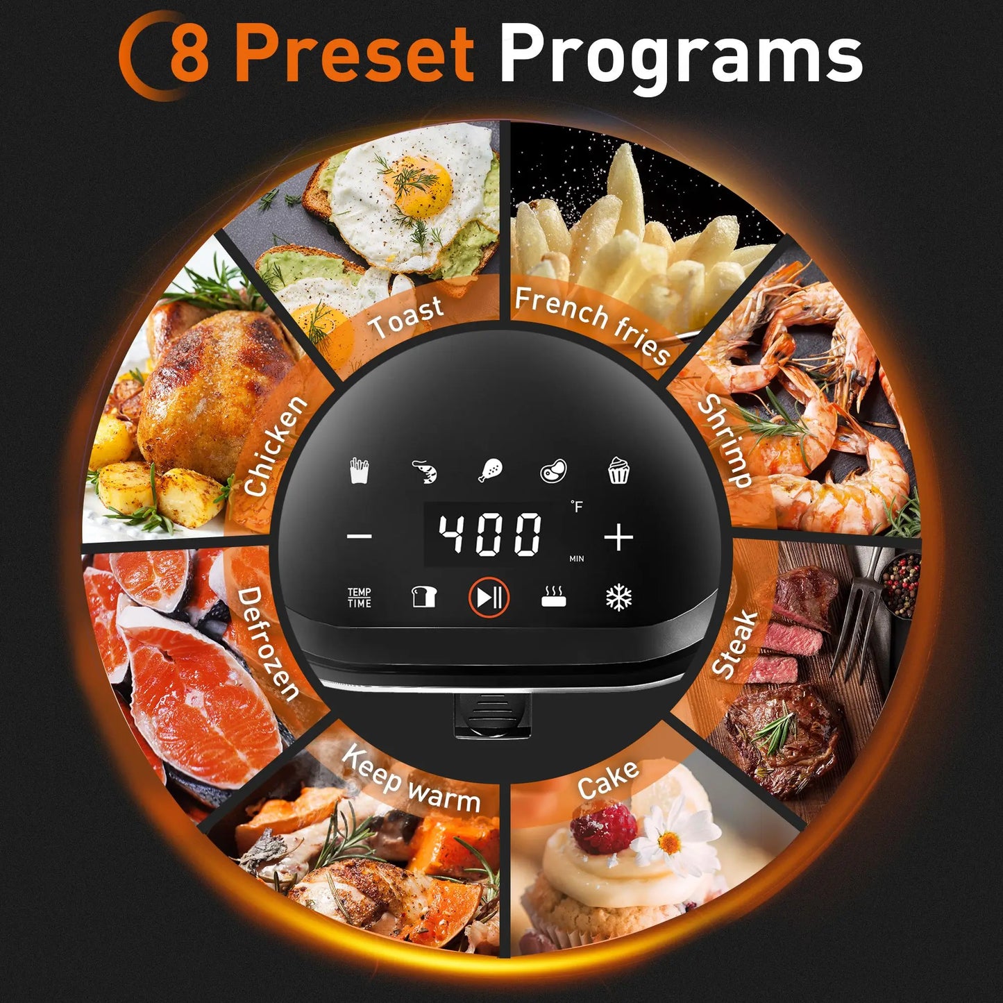 Multi Tasker Air Fryer 4.5L with Digital LED Touch Screen, 1400W, 8 Auto Programs