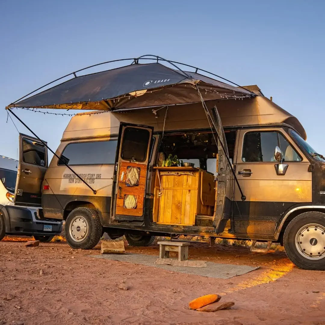 Portable Vehicle Awning, Large 9' x 7' Shade Coverage, Lightweight Durable Car Canopy, Suitable for Trucks, SUVs, Vans