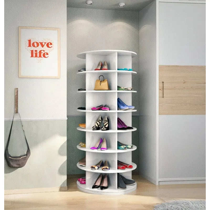 Rotating 360° Shoe Organizer , 7-tier Holds 35 Pairs of Shoes