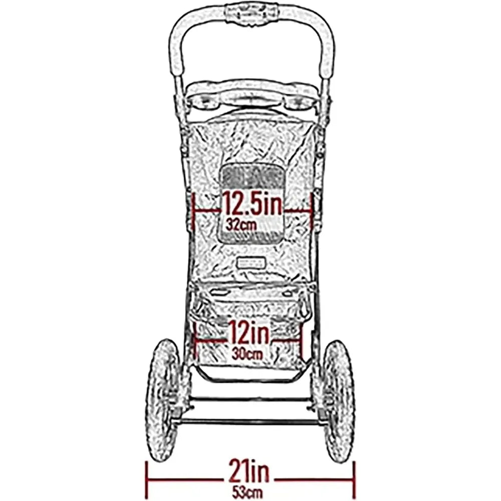 Pet Stroller for Cats & Dogs, Zipper Less Entry, Easy One-Hand Fold Mechanism, Removable Liner, Quick-Lock Rear Foot Brake