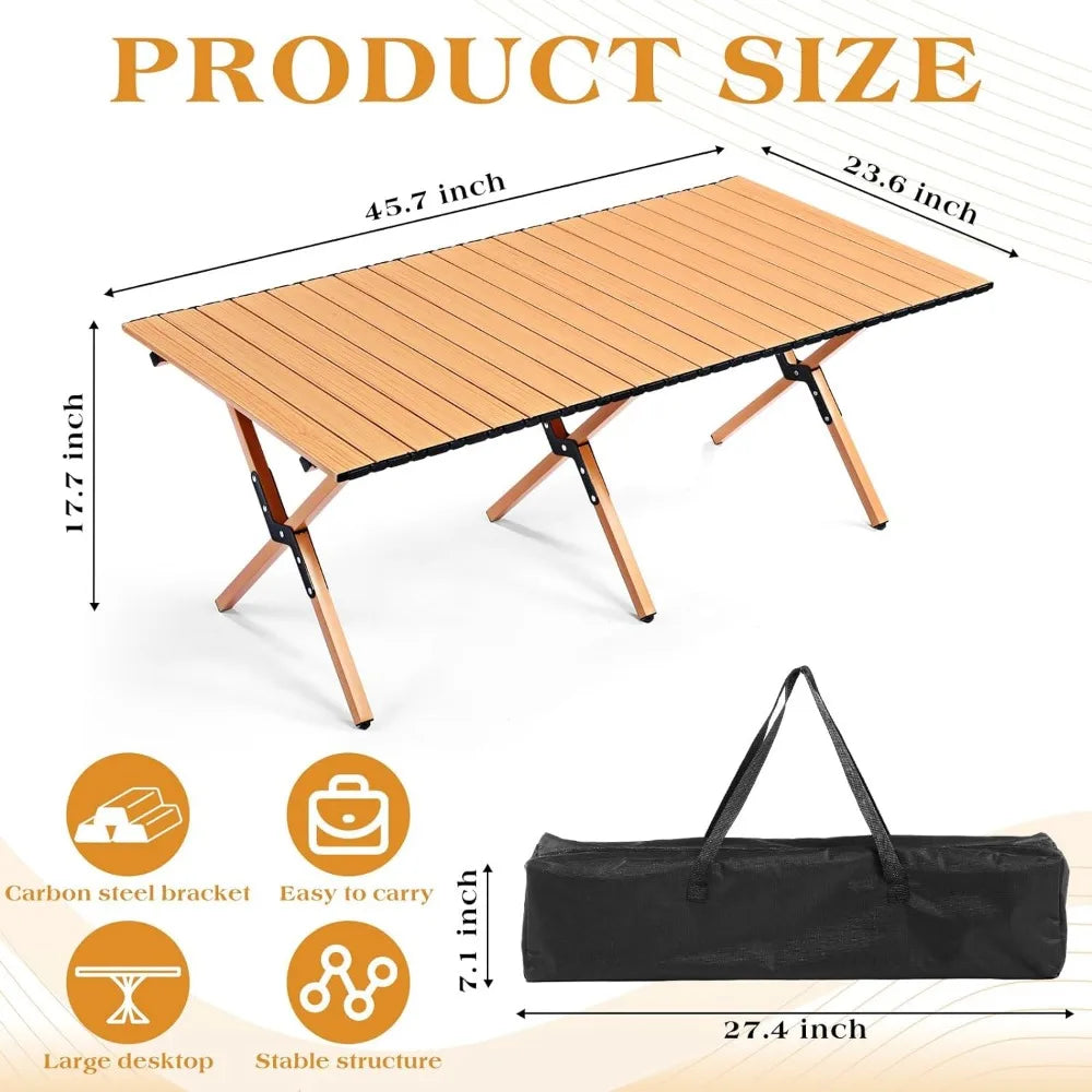 Lightweight Camping Tables, Table Frame & Tabletop are Both Expandable & Retractable, Easily Stored in the Included Storage Bag, 2 Pack