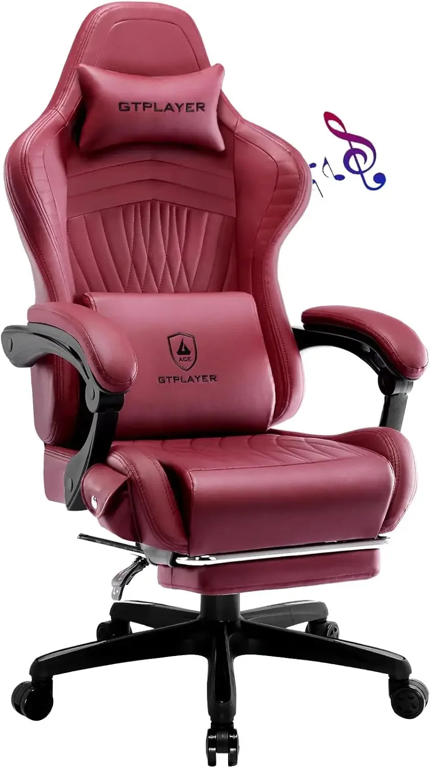 Computer Chair with Footrest, Adjustable Seating, Linkage Armrest & Bluetooth Speakers, High Back Reclining Gaming Chair