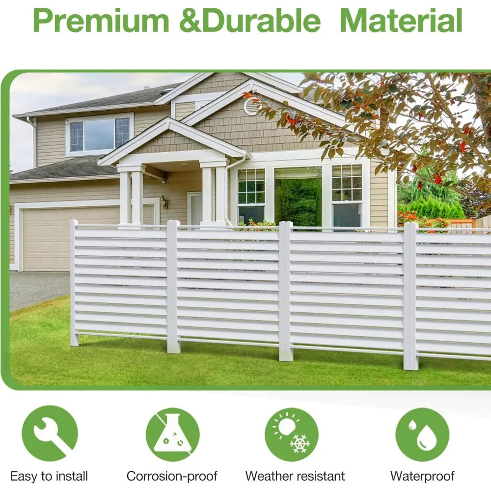 Air Conditioner Vinyl Privacy Fence, 48" Square Panels (2x), Can be Assembled in an "L" Shape or a Straight Line, 4 Metal Stakes Included