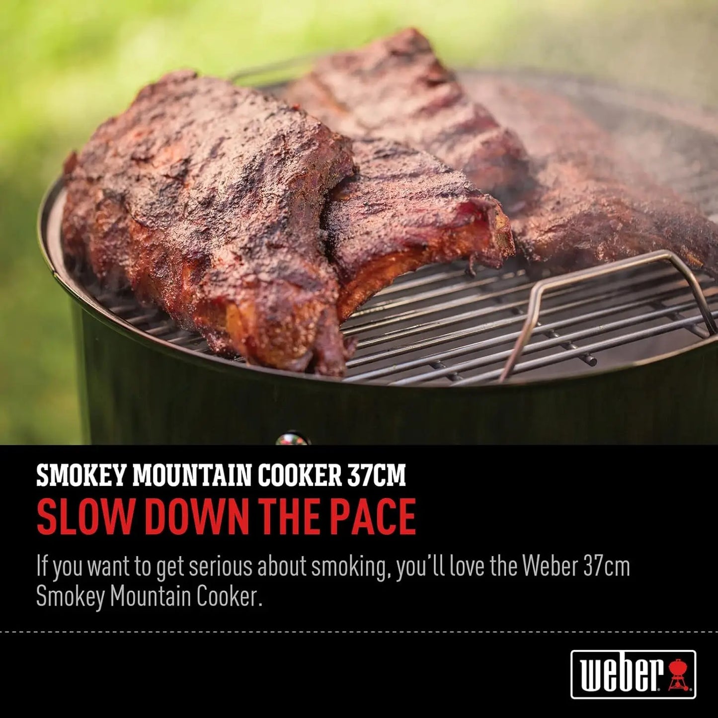 Smokey Mountain Charcoal Cooker & Smoker 14.5" with Built-In Lid Thermometer, Cover, Total Grilling Area of 286 Sq. Inches